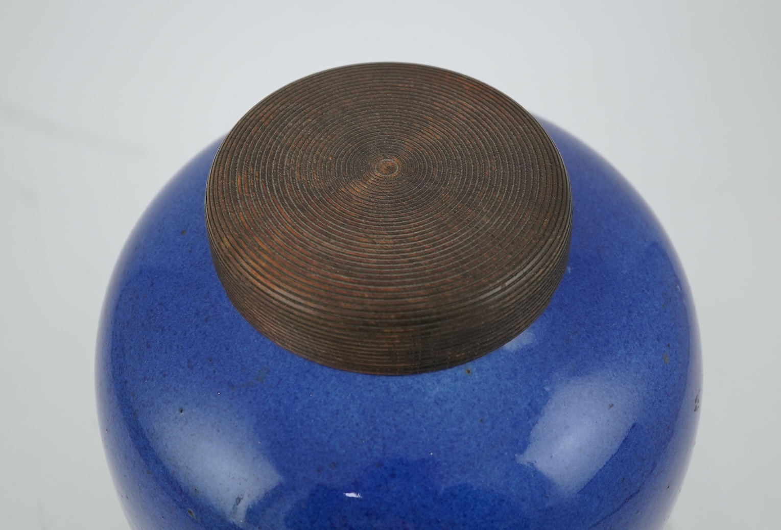 A Chinese powder blue glazed globular jar, 19th century